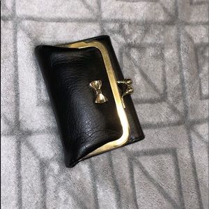 Black Wallet with Gold Bow